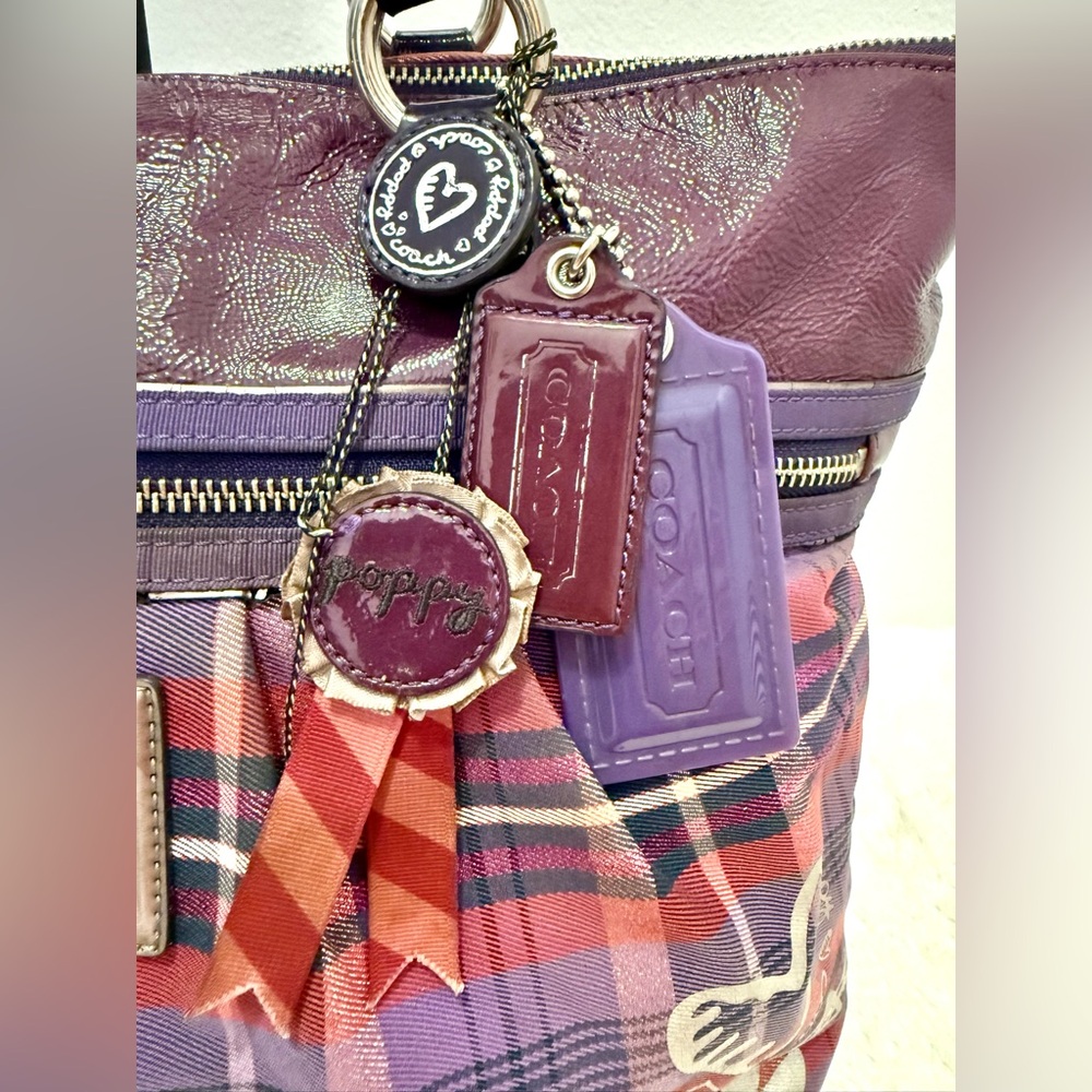 Coach Vintage Poppy Tartan Glam Purple Plaid Handbag/Tote - Picture 4 of 13